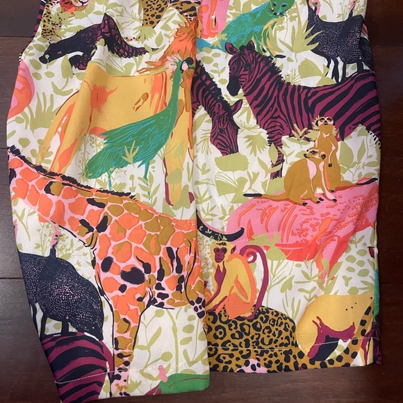 guc j crew Colorful Animal Print wide leg pants 6 - Picture 8 of 8